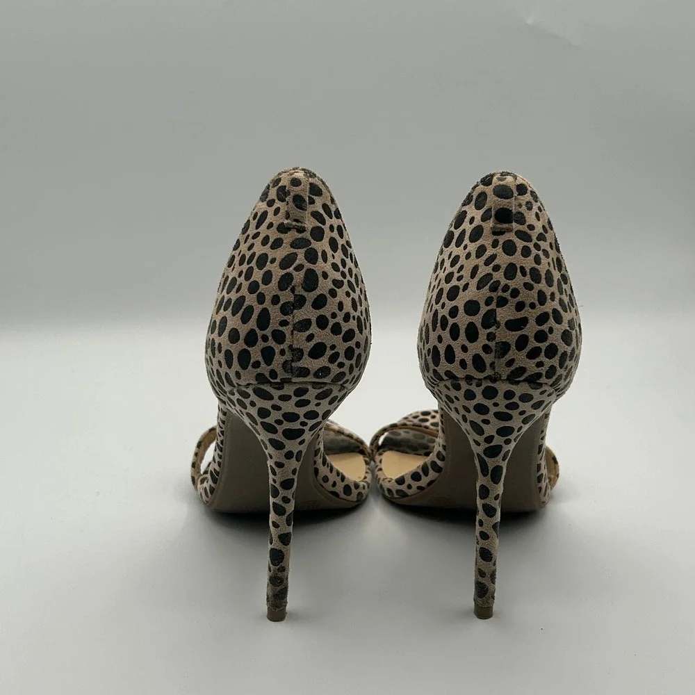 Lulus Heeled Sandals Womens 8.5 Tan Black Cheetah Animal Print Stiletto d'Orsay